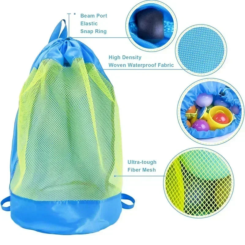 Hot Outdoor Beach Bag Foldable Mesh Swimming Bag Toys High Capacity Basket Storage Bag for Kids Children Swimming Dry Sack
